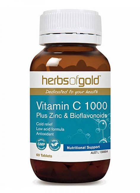 Herbs of Gold Vitamin C 1000 + Zinc & Bioflavonoid 60 Tablets For Discount