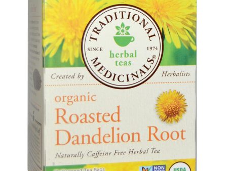 Traditional Medicinals Herbal Teas Organic Roasted Dandelion Root Caffeine Free 16 Wrapped Tea Bags, 24g 0.85 oz For Cheap