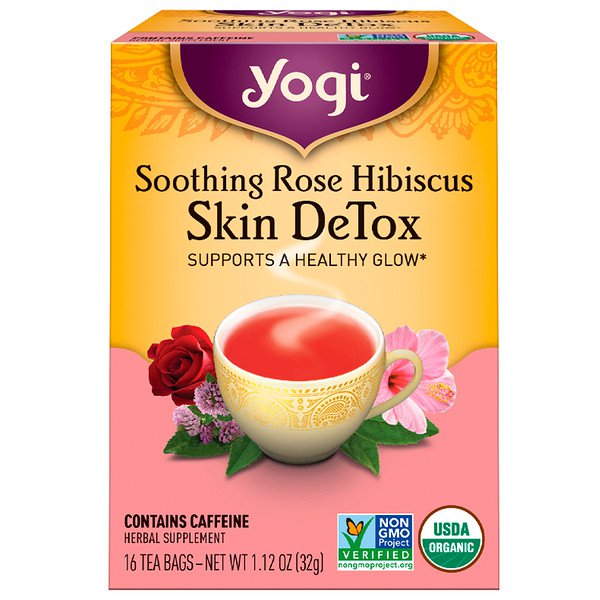 Yogi Tea Skin DeTox Soothing Rose Hibiscus 16 Tea Bags 1.12 oz (32g) Supply