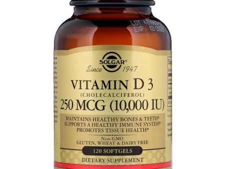 Solgar Vitamin D3 (Cholecalciferol) 250mcg 10000 IU 120 Softgels Online Sale