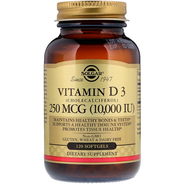 Solgar Vitamin D3 (Cholecalciferol) 250mcg 10000 IU 120 Softgels Online Sale