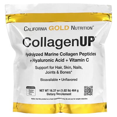 California Gold Nutrition, CollagenUP, Hydrolyzed Marine Collagen Peptides with Hyaluronic Acid and Vitamin C, Unflavored, 16.37 oz (464 g) Sale