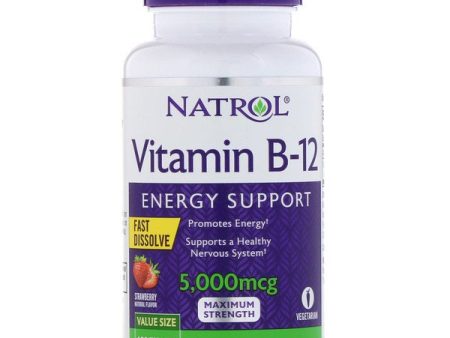 Natrol Vitamin B-12 Fast Dissolve Maximum Strength Strawberry 5,000mcg 100 Tablets Online now