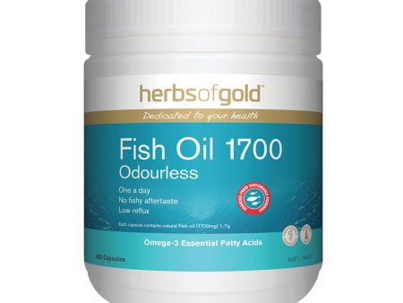 Herbs Of Gold Fish Oil 1700 Odourless 400 Capsules Hot on Sale