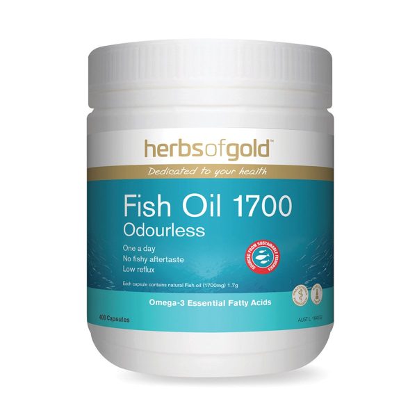 Herbs Of Gold Fish Oil 1700 Odourless 400 Capsules Hot on Sale