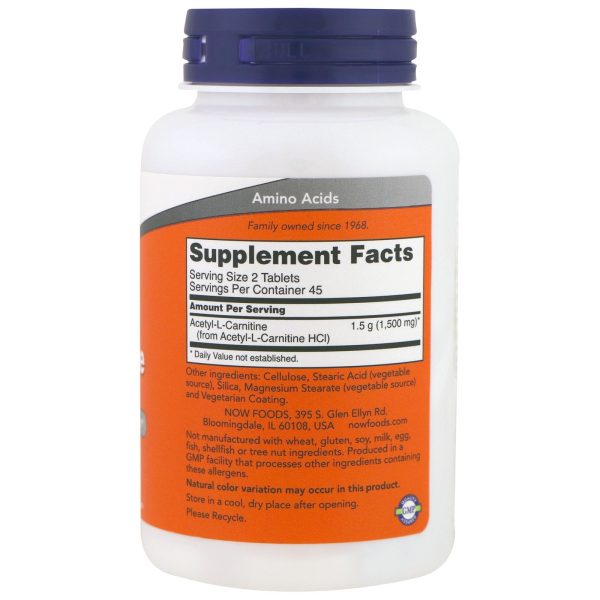 Now Foods Acetyl-L Carnitine 750mg 90 Tablets on Sale