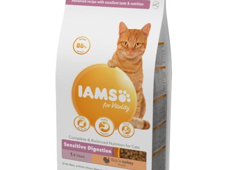 Iams Vitality Sensitive Digestion Adult Cat Food Turkey 2kg For Cheap